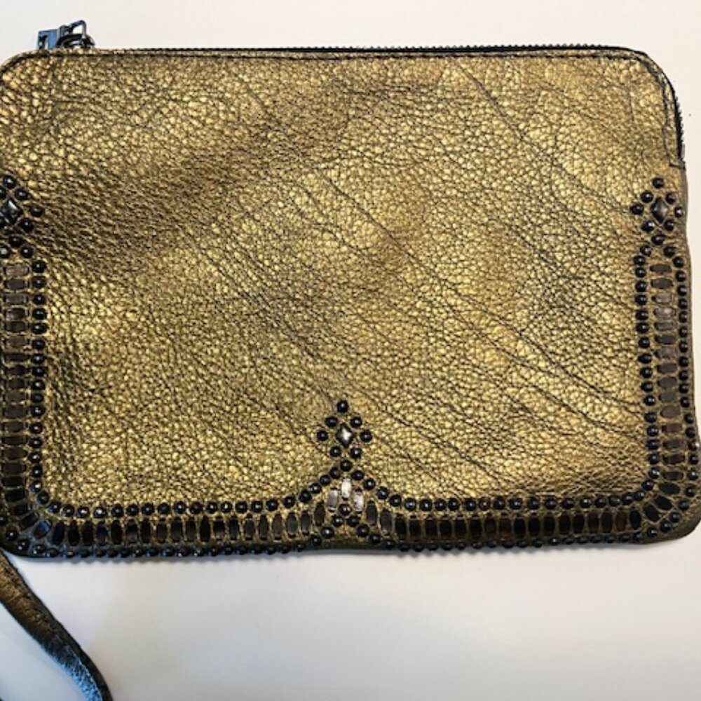 ~ Calleen Cordero ~ Gold Metallic Leather Wristlet Clutch
